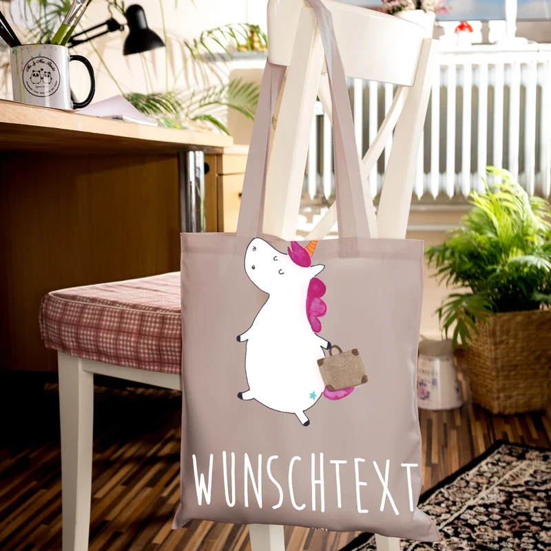 Personalisierte Foto Tragetasche Einhorn Koffer