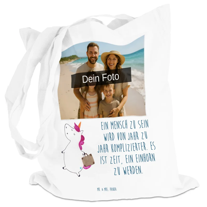 Personalisierte Foto Tragetasche Einhorn Koffer