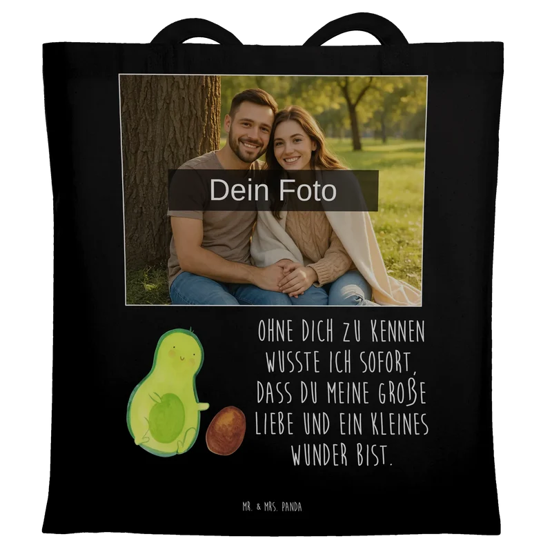 Personalisierte Foto Tragetasche Avocado Kern rollt
