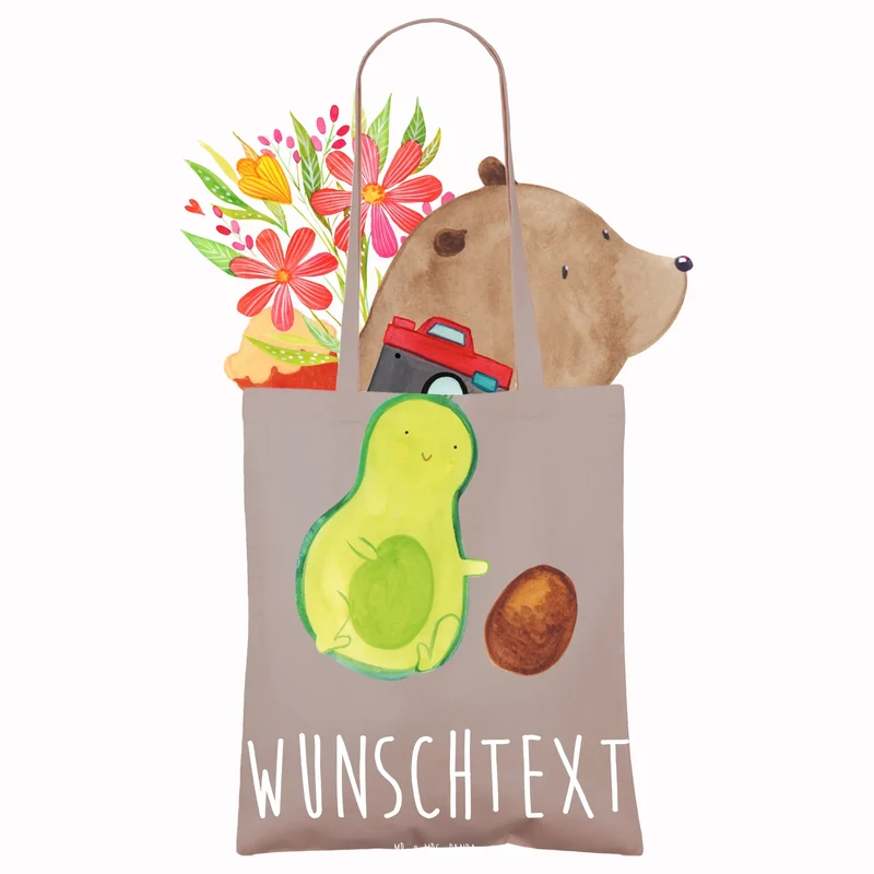 Personalisierte Foto Tragetasche Avocado Kern rollt