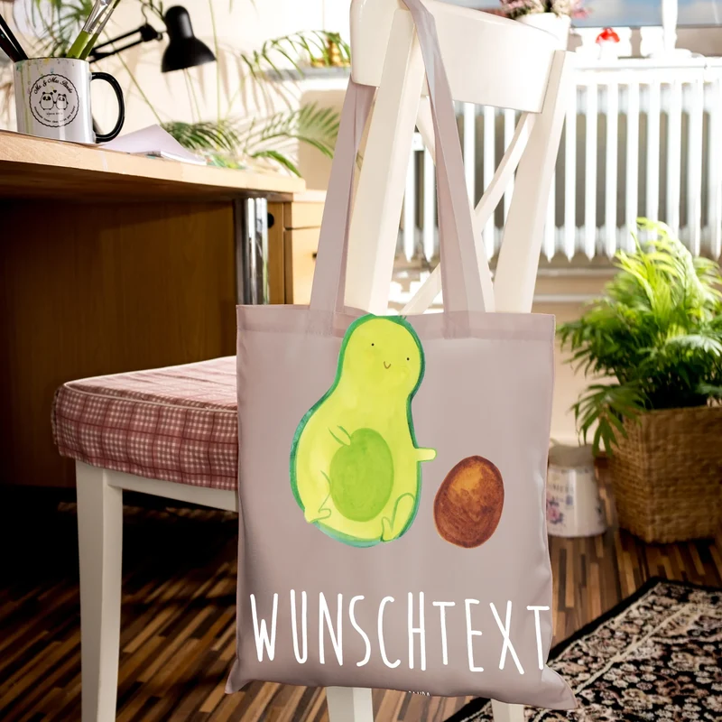 Personalisierte Foto Tragetasche Avocado Kern rollt