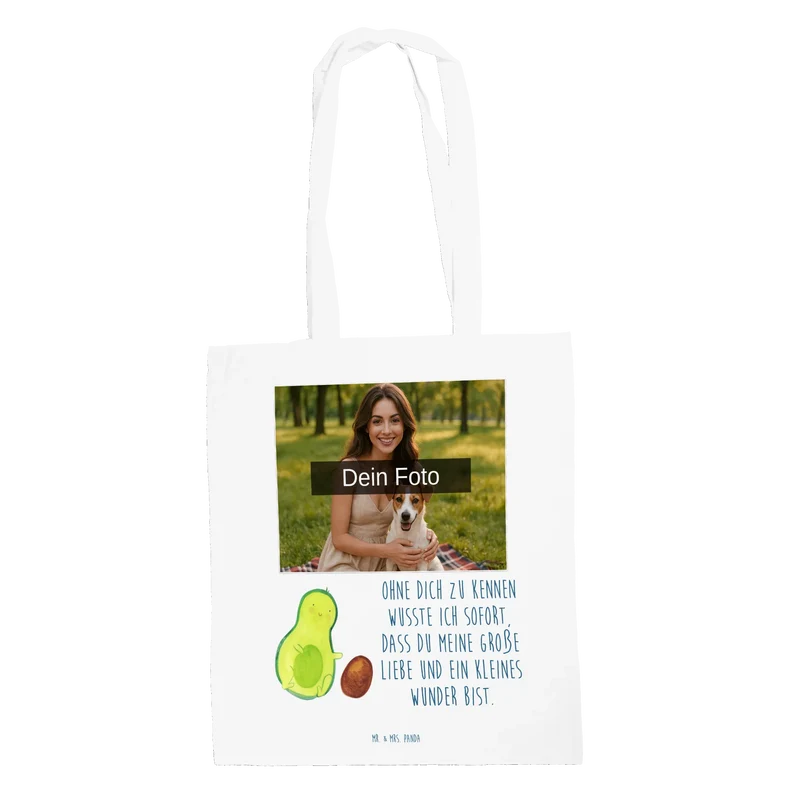 Personalisierte Foto Tragetasche Avocado Kern rollt