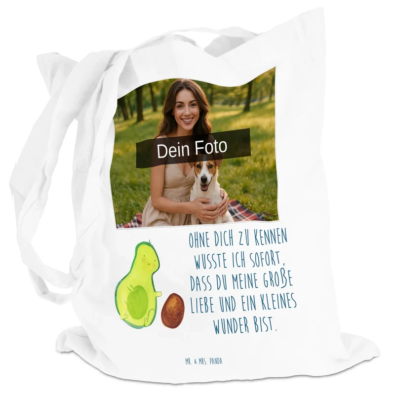 Personalisierte Foto Tragetasche Avocado Kern rollt