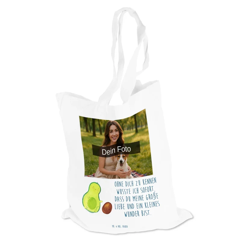 Personalisierte Foto Tragetasche Avocado Kern rollt