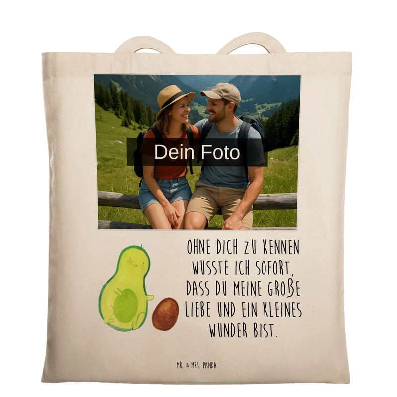 Personalisierte Foto Tragetasche Avocado Kern rollt