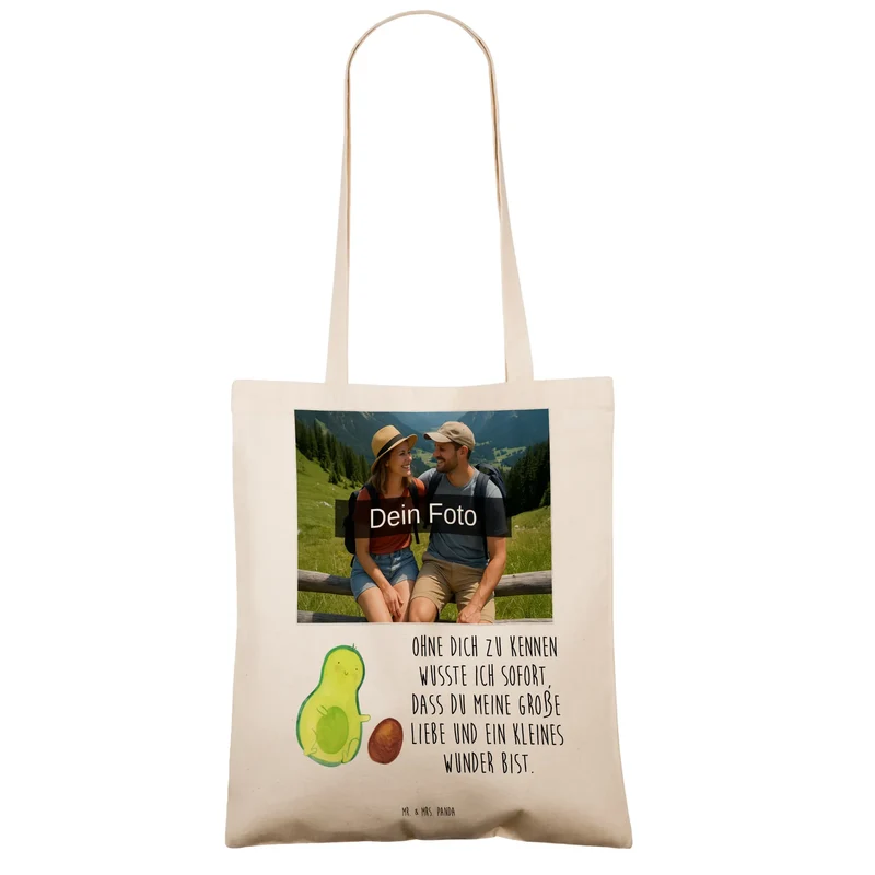 Personalisierte Foto Tragetasche Avocado Kern rollt