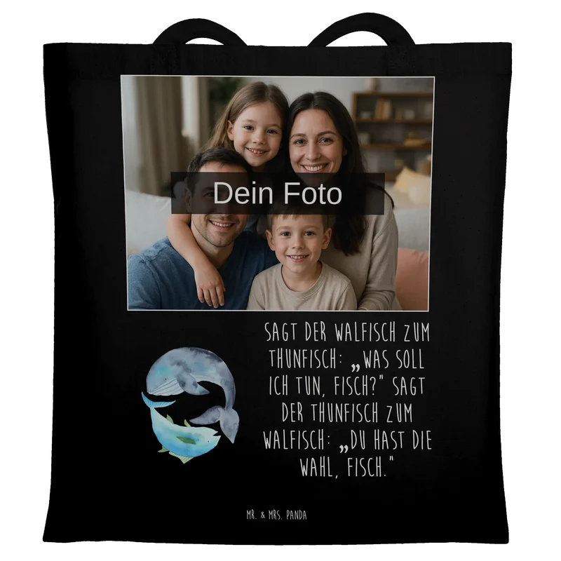 Personalisierte Foto Tragetasche Walfisch Thunfisch