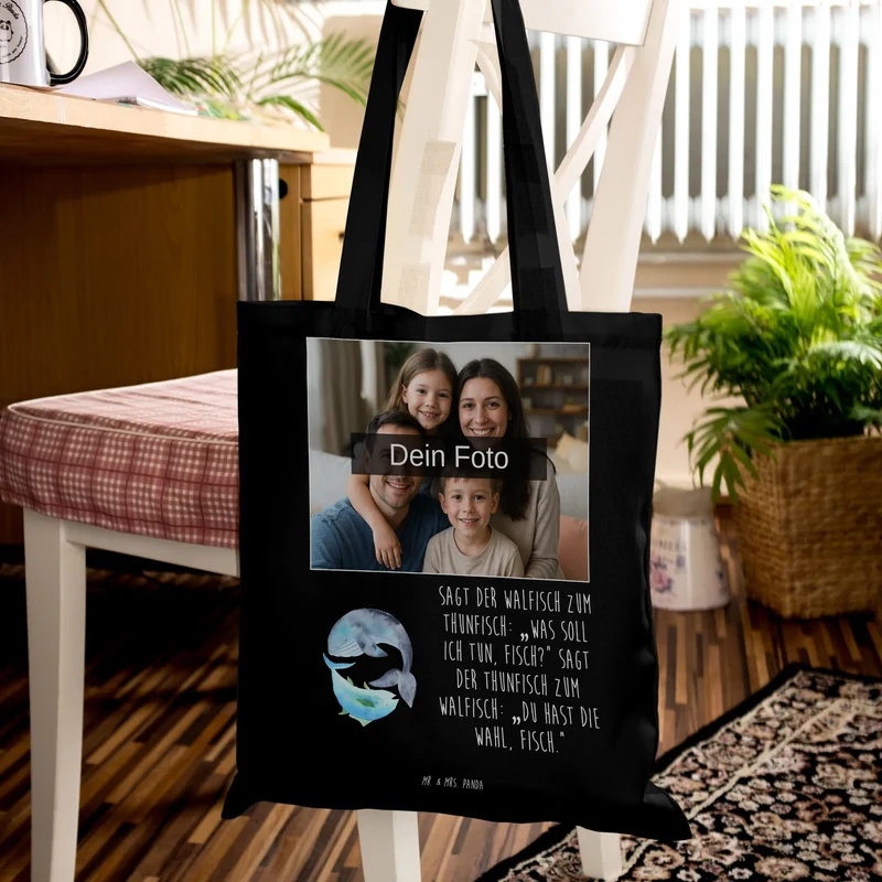 Personalisierte Foto Tragetasche Walfisch Thunfisch