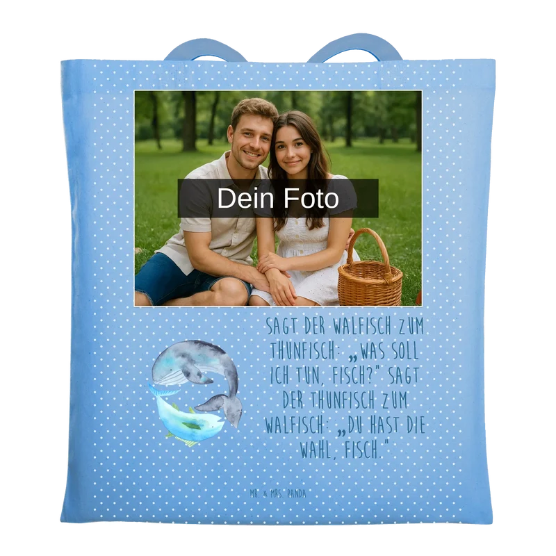 Personalisierte Foto Tragetasche Walfisch Thunfisch