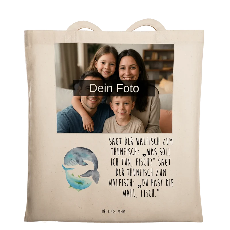 Personalisierte Foto Tragetasche Walfisch Thunfisch