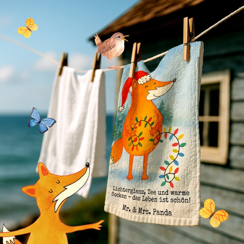 Gästehandtuch Fuchs Weihnachten Design