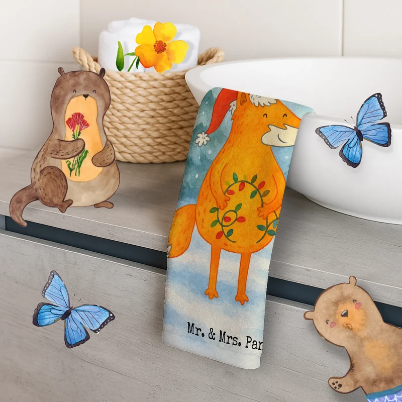 Gästehandtuch Fuchs Weihnachten Design