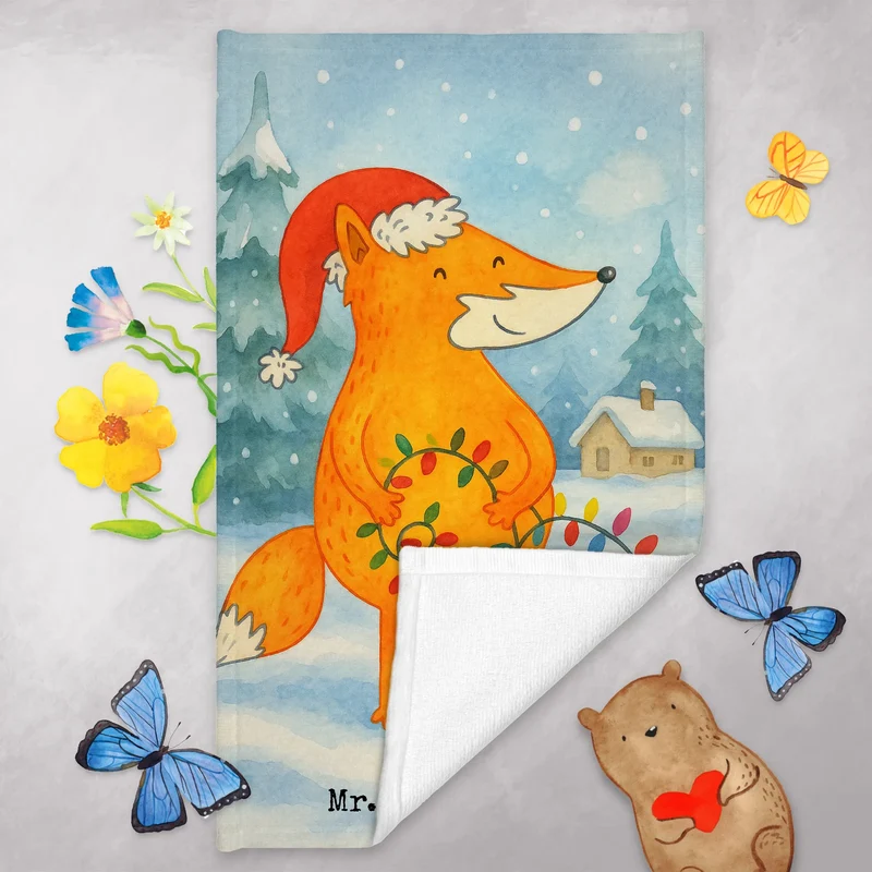 Gästehandtuch Fuchs Weihnachten Design