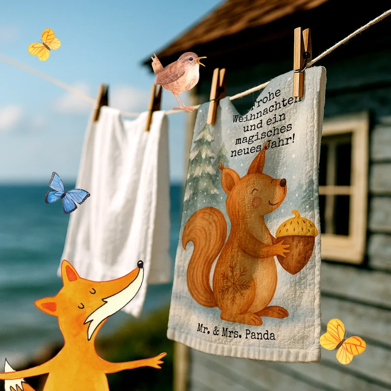 Gästehandtuch Eichhörnchen Weihnachten Design