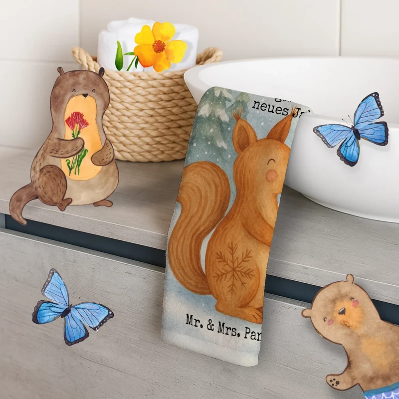 Gästehandtuch Eichhörnchen Weihnachten Design