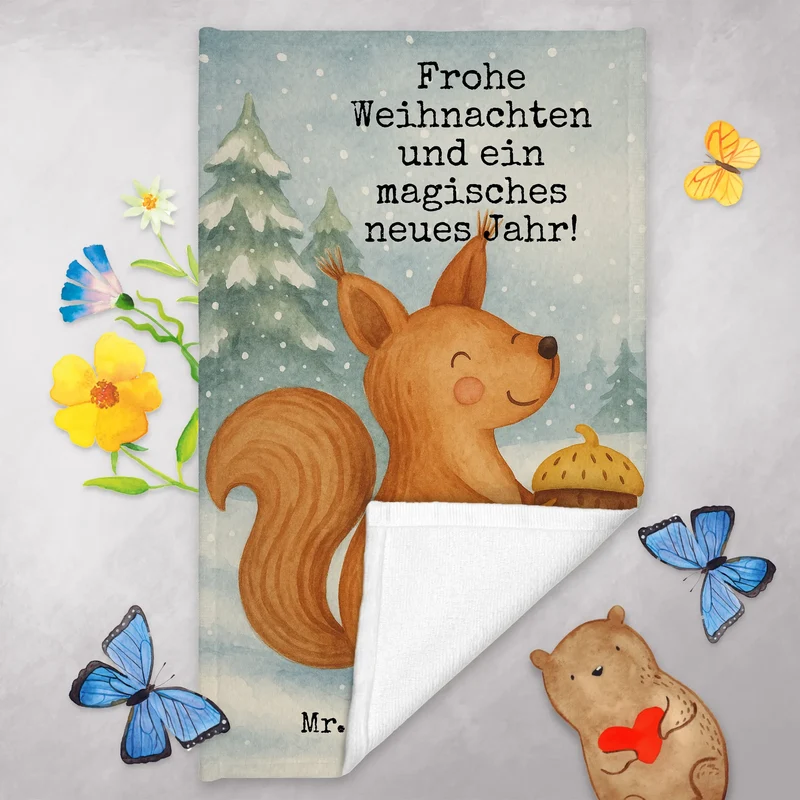 Gästehandtuch Eichhörnchen Weihnachten Design