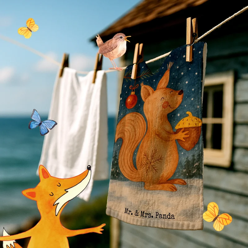 Gästehandtuch Eichhörnchen Weihnachten Design
