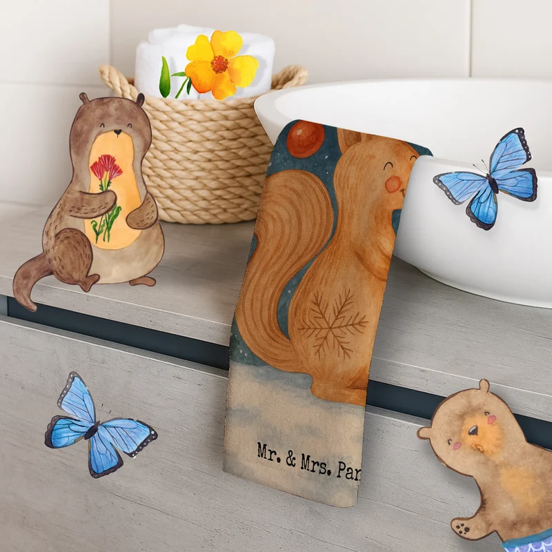 Gästehandtuch Eichhörnchen Weihnachten Design