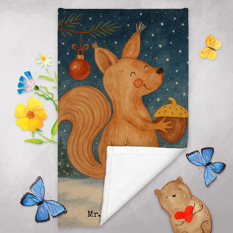 Gästehandtuch Eichhörnchen Weihnachten Design