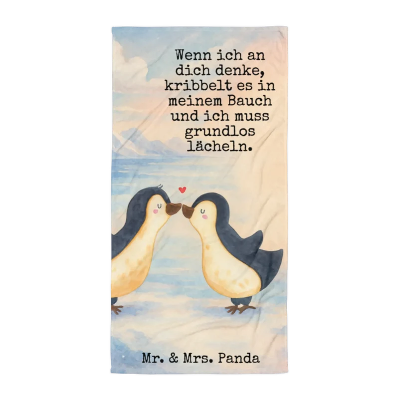 XL Badehandtuch Pinguine Kuss Design
