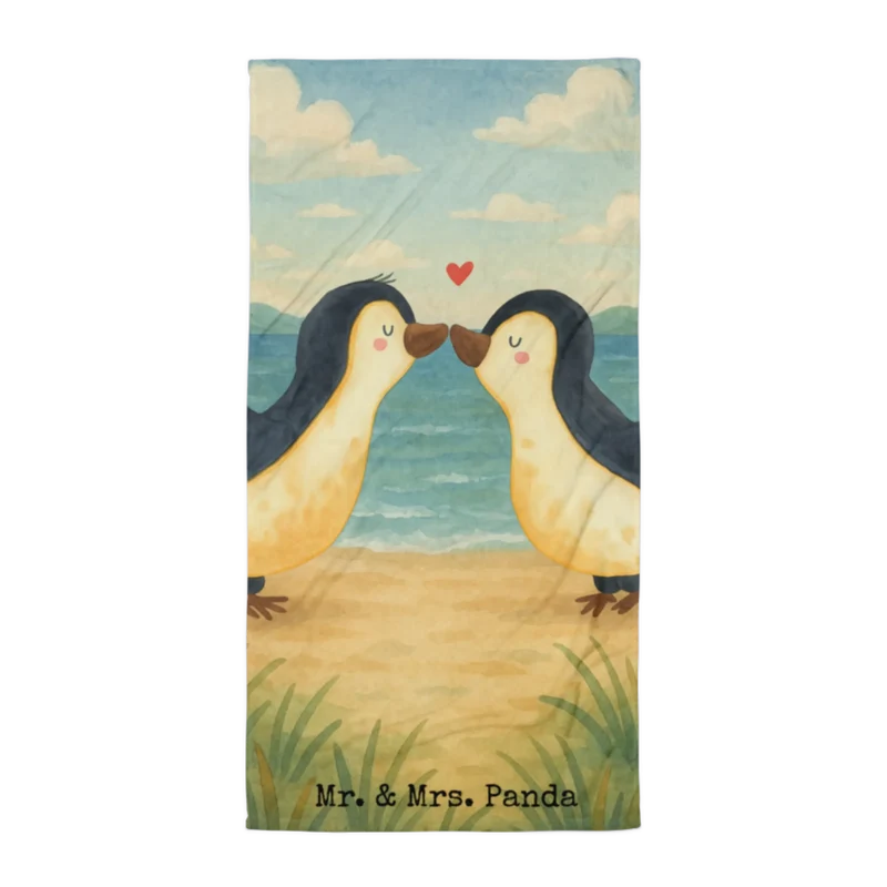XL Badehandtuch Pinguine Kuss Design