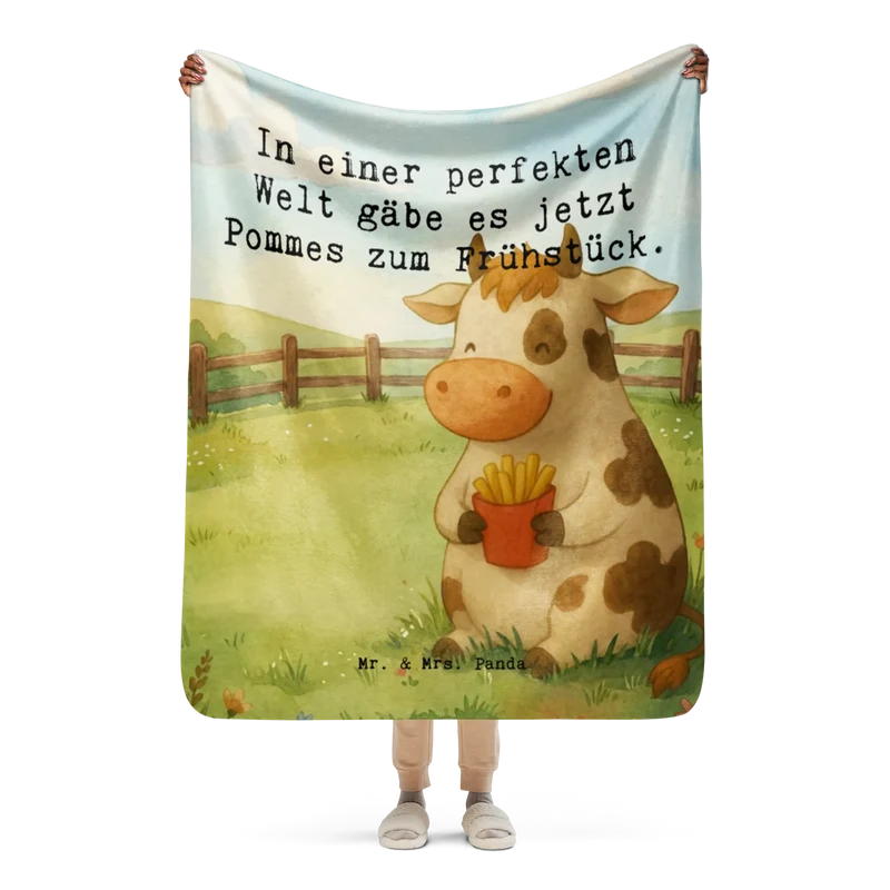 Sherpa Kuscheldecke Kuh Pommes Design