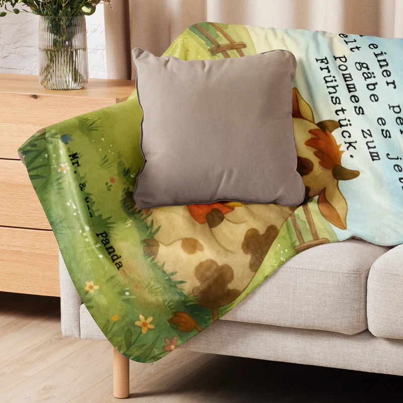 Sherpa Kuscheldecke Kuh Pommes Design