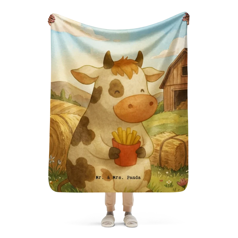 Sherpa Kuscheldecke Kuh Pommes Design
