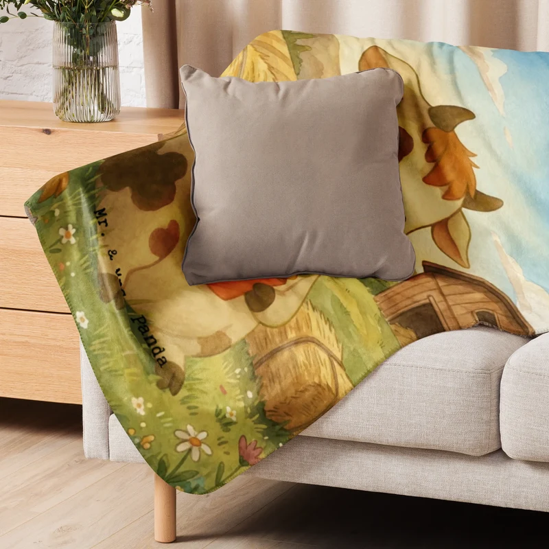 Sherpa Kuscheldecke Kuh Pommes Design