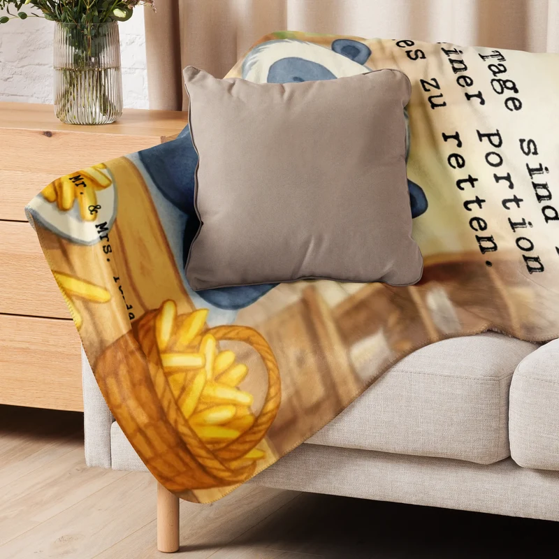 Sherpa Kuscheldecke Panda Pommes Gebet Design