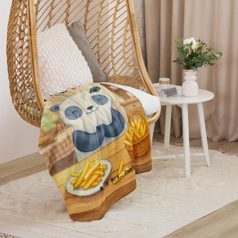 Sherpa Kuscheldecke Panda Pommes Gebet Design