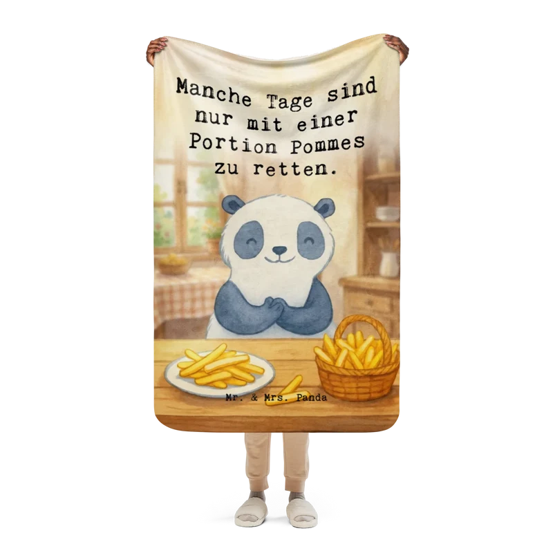 Sherpa Kuscheldecke Panda Pommes Gebet Design