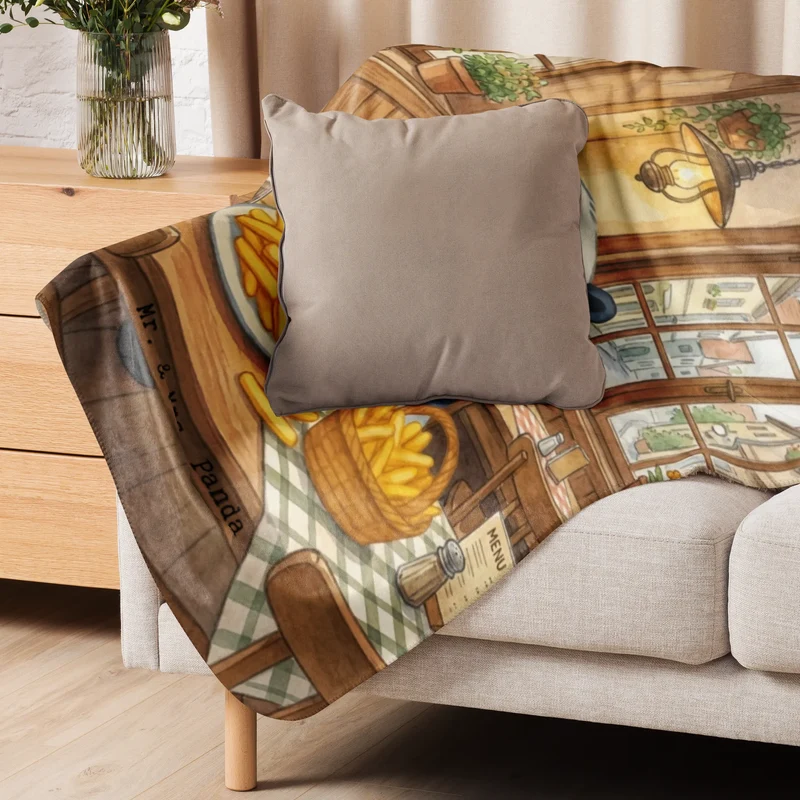 Sherpa Kuscheldecke Panda Pommes Gebet Design