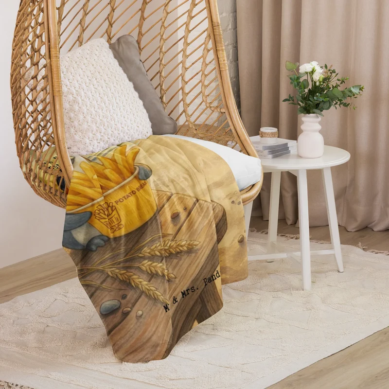 Sherpa Kuscheldecke Pinguin Pommes Eimer Design