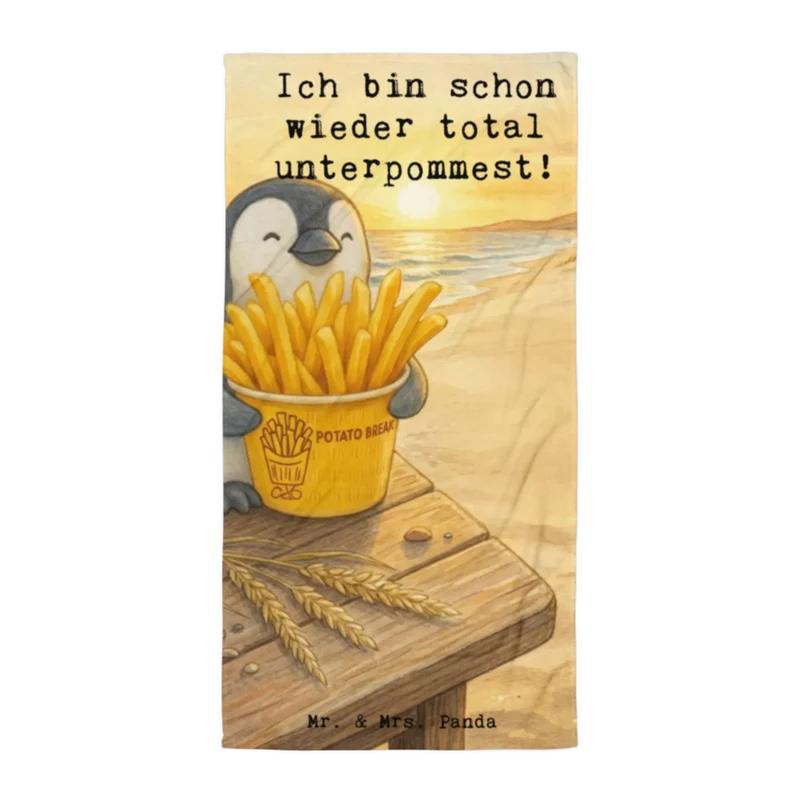 XL Badehandtuch Pinguin Pommes Eimer Design