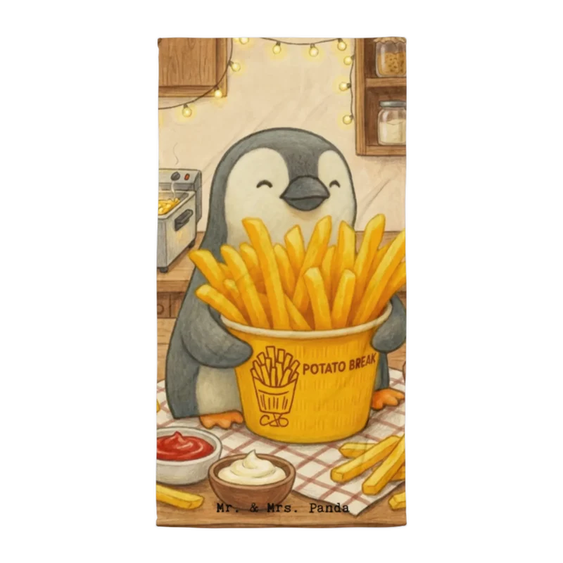 XL Badehandtuch Pinguin Pommes Eimer Design