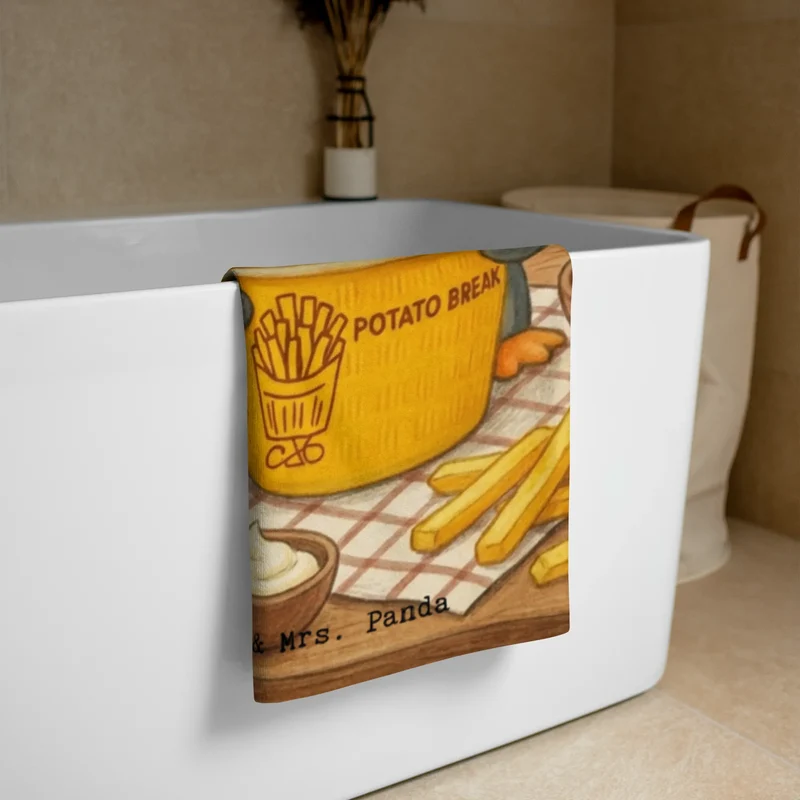 XL Badehandtuch Pinguin Pommes Eimer Design