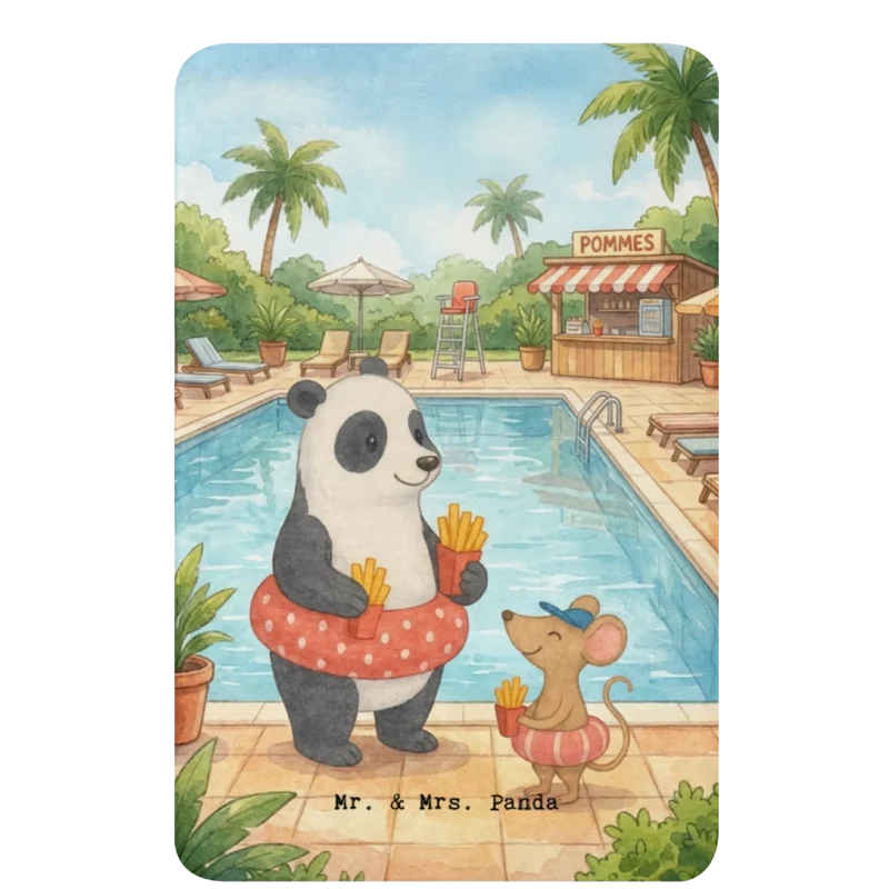 Sherpa Kuscheldecke Panda Schwimmbad Pommes Design