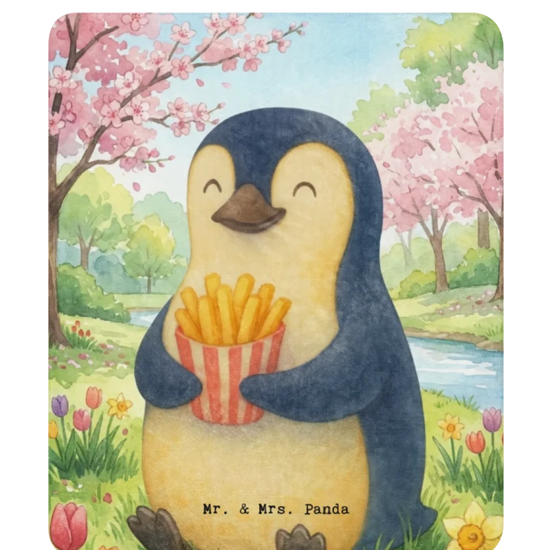 Sherpa Kuscheldecke Pinguin Frühling Pommes Design