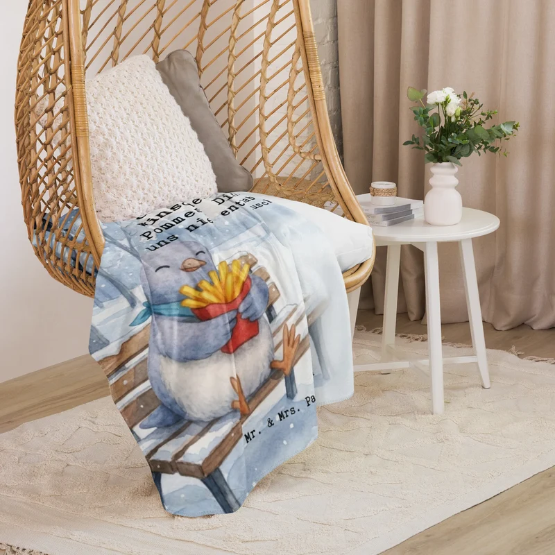 Sherpa Kuscheldecke Taube Winter Pommes Design