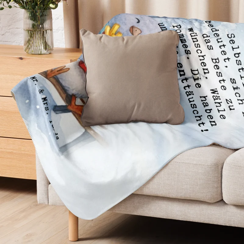 Sherpa Kuscheldecke Taube Winter Pommes Design