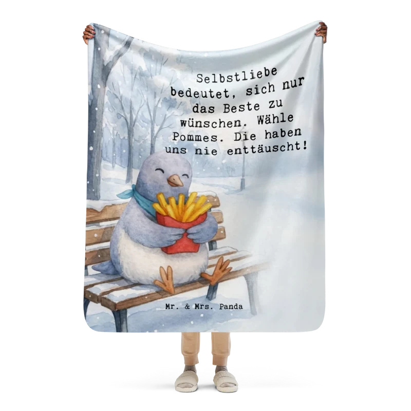 Sherpa Kuscheldecke Taube Winter Pommes Design