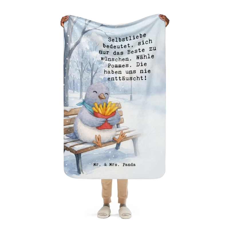Sherpa Kuscheldecke Taube Winter Pommes Design