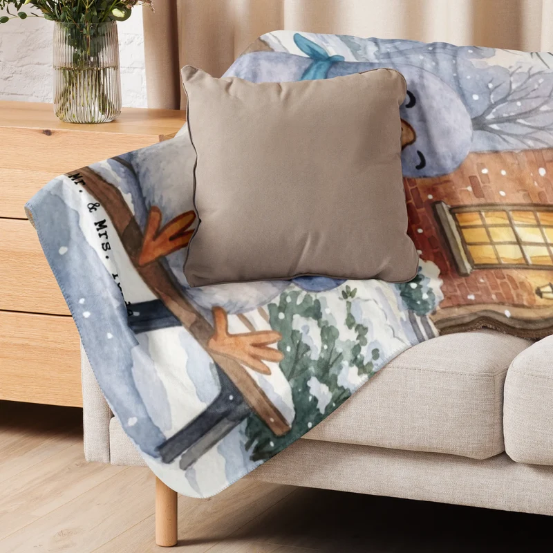 Sherpa Kuscheldecke Taube Winter Pommes Design