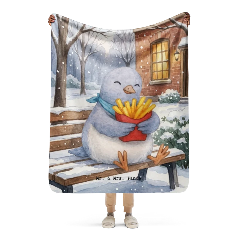 Sherpa Kuscheldecke Taube Winter Pommes Design