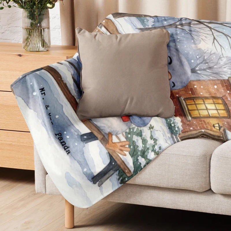 Sherpa Kuscheldecke Taube Winter Pommes Design