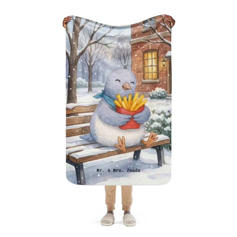Sherpa Kuscheldecke Taube Winter Pommes Design