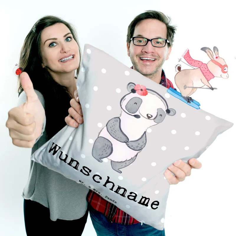 Personalisiertes Kissen Panda Beste Arbeitskollegin der Welt