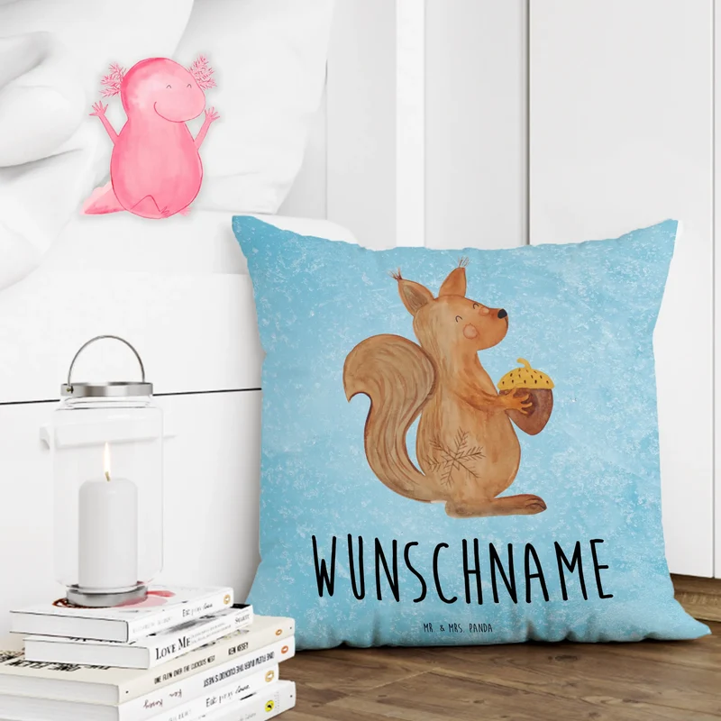 Personalisiertes Kissen Eichhörnchen Weihnachten