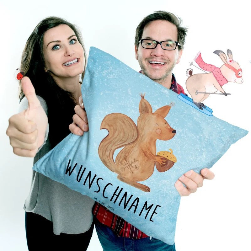 Personalisiertes Kissen Eichhörnchen Weihnachten
